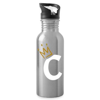 Buchstabe C - Anfangsbuchstabe C - Trinkflasche mit integriertem Trinkhalm - Lightsilver - Rechts