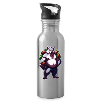 Wolf Strawberry 1 - Water bottle with straw - silver - Right