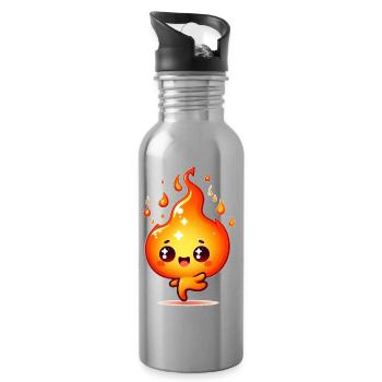 Feuer - Trinkflasche mit integriertem Trinkhalm - Lightsilver - Rechts