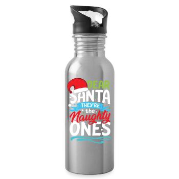 Dear santa they re the naughty ones - Trinkflasche mit integriertem Trinkhalm - Lightsilver - Rechts