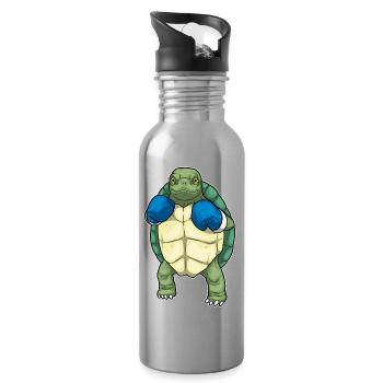 Turtle Boxer Boxing Gloves Boxing - Water bottle with straw - silver - Right