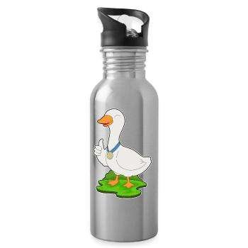 Ente Medaille - Trinkflasche mit integriertem Trinkhalm - Lightsilver - Rechts