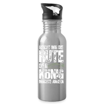 Reicht mir die Rute, der König möchte angeln - Trinkflasche mit integriertem Trinkhalm - Lightsilver - Rechts