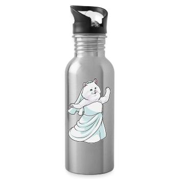 Persian Cat Bridal Wedding Dress Wedding - Water bottle with straw - silver - Right