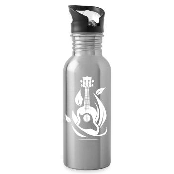 Ukulele Grafik - Trinkflasche mit integriertem Trinkhalm - Lightsilver - Rechts
