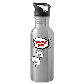 Super dad - Water bottle with straw - silver - Right