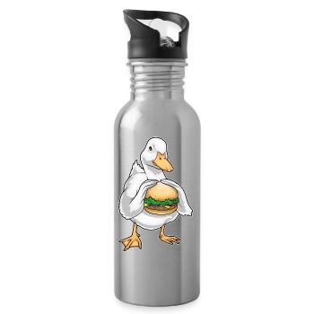 Cheeseburger au canard - Gourde avec paille intégrée - argent clair - Droite