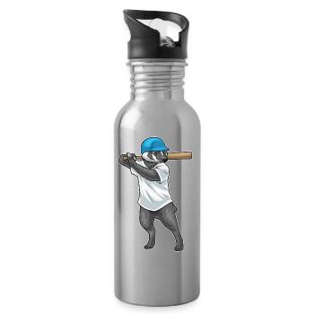 Dachs Baseball Baseballschläger - Trinkflasche mit integriertem Trinkhalm - Lightsilver - Rechts