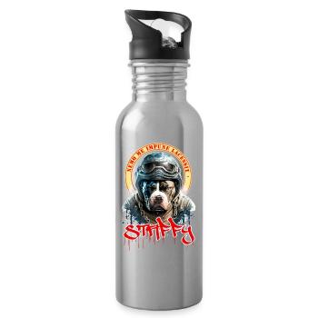 Staffie biker avec phrase nemo me impune lacessit - Gourde avec paille intégrée - argent clair - Droite