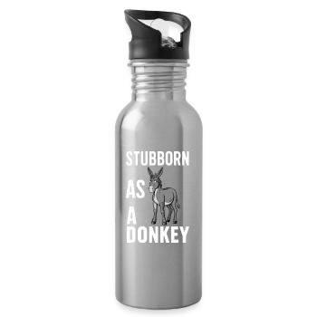 Stubborn as a Donkey - Trinkflasche mit integriertem Trinkhalm - Lightsilver - Rechts