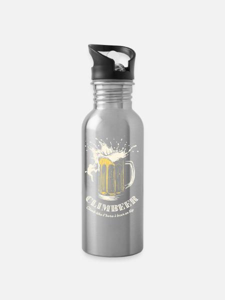 ClimbBeer Splash Becher - Trinkflasche mit integriertem Trinkhalm - Lightsilver