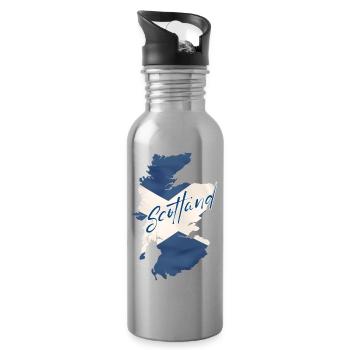 Flag of Scotland, Scottish pride - Water bottle with straw - silver - Right