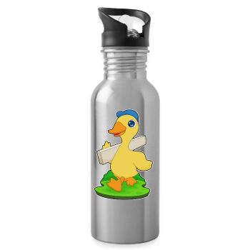 Artisanat du bois du charpentier de canard - Gourde avec paille intégrée - argent clair - Droite