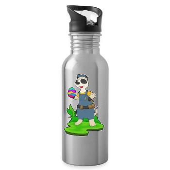 Erdmännchen Ostern Handwerker - Trinkflasche mit integriertem Trinkhalm - Lightsilver - Rechts
