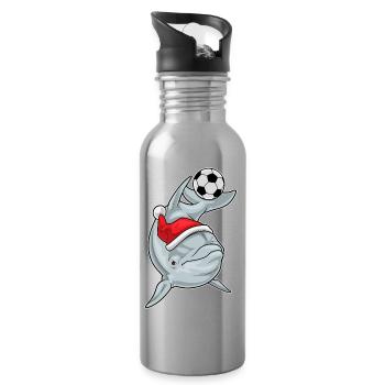 Dolphin Christmas Football - Water bottle with straw - silver - Right