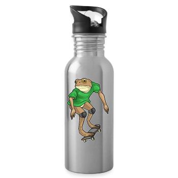 Frog Skater Skateboard - Water bottle with straw - silver - Right