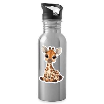 Giraffe - Trinkflasche mit integriertem Trinkhalm - Lightsilver - Rechts