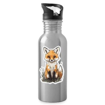 Renard - Gourde avec paille intégrée - argent clair - Droite