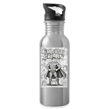 "Manga Hero: Just Chillin’" - Trinkflasche mit integriertem Trinkhalm - Lightsilver - Rechts
