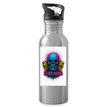Kühner Schädel mit Kronen Tintendesign - Trinkflasche mit integriertem Trinkhalm - Lightsilver - Rechts