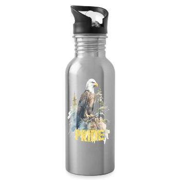 Aquila Fiera – Pride and Strength - Water bottle with straw - silver - Right