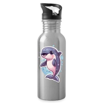 Delfin - Trinkflasche mit integriertem Trinkhalm - Lightsilver - Rechts
