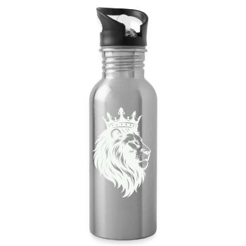 Löwe König Krone - Water bottle with straw - silver - Right