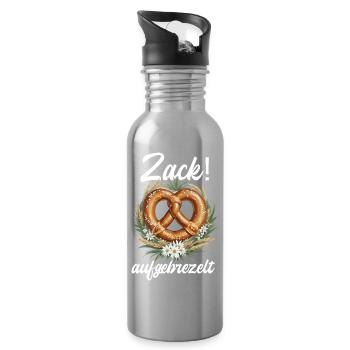 Traditional Pretzel Zack Dressed Up Dirndl - Water bottle with straw - silver - Right