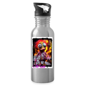 Buntes Vintage Monster Design Puppe - Trinkflasche mit integriertem Trinkhalm - Lightsilver - Rechts