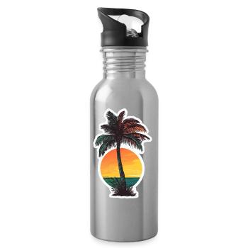Palme - Trinkflasche mit integriertem Trinkhalm - Lightsilver - Rechts