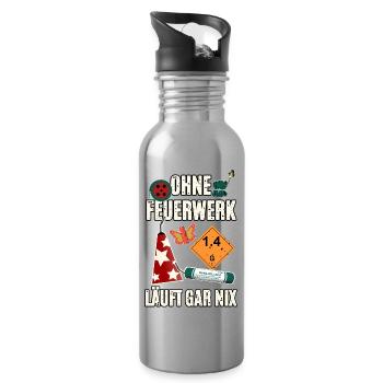 Ohne Feuerwerk Läuft Gar Nix - Trinkflasche mit integriertem Trinkhalm - Lightsilver - Rechts