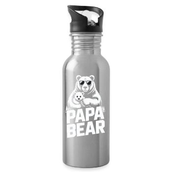Papa ours - Gourde avec paille intégrée - argent clair - Droite