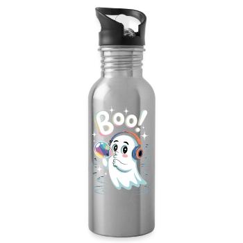 Boo Cute Headphone Ghost with Soap Bubble - Water bottle with straw - silver - Right
