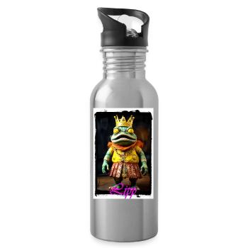 Royal frog figure with magnificent outfit design - Water bottle with straw - silver - Right