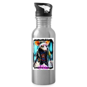 Futuristische Rattenfigur rebellischem Stil Punk - Trinkflasche mit integriertem Trinkhalm - Lightsilver - Rechts