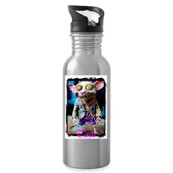Furchtlose Mäuse-Charakterillustration Punk Puppe - Trinkflasche mit integriertem Trinkhalm - Lightsilver - Rechts