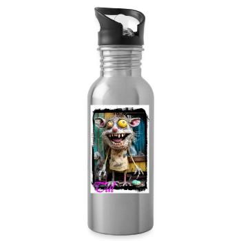 Ekstatischer Grusel-Kreaturentwurf Punk Puppe  - Trinkflasche mit integriertem Trinkhalm - Lightsilver - Rechts