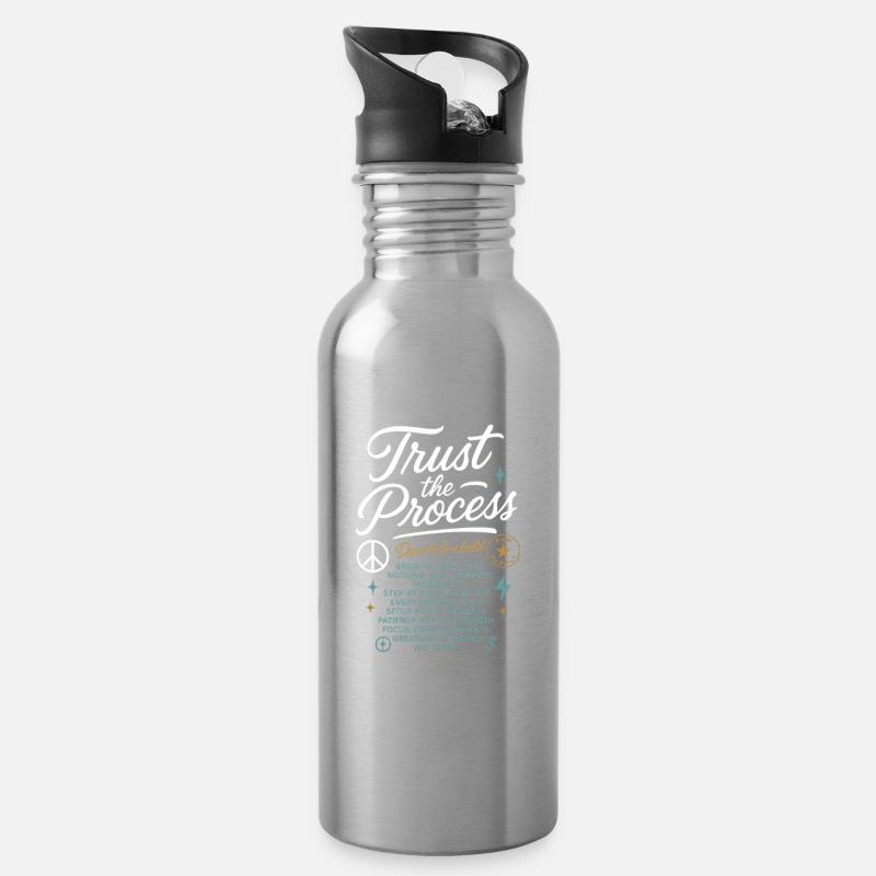 Trust_the_Process - Gourde avec paille intégrée - argent clair
