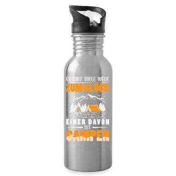 Camper Camping Caravane Dicton - Gourde avec paille intégrée - argent clair - Droite
