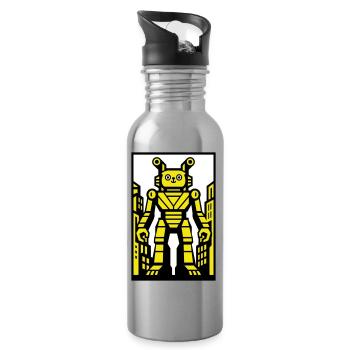 Cat Robot in Stadtlandschaft - Trinkflasche mit integriertem Trinkhalm - Lightsilver - Rechts