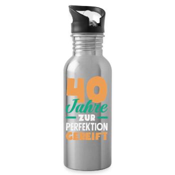 Funny 40th Birthday Gift Birthday Shirt - Water bottle with straw - silver - Right