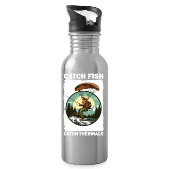 Abenteuerlicher Angler mit Klimmbrett - Trinkflasche mit integriertem Trinkhalm - Lightsilver - Rechts