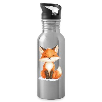 Fuchs Wintermotiv - Trinkflasche mit integriertem Trinkhalm - Lightsilver - Rechts