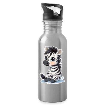 Zebra - Trinkflasche mit integriertem Trinkhalm - Lightsilver - Rechts