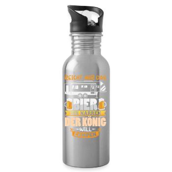 Camper Camping Wohnwagen Spruch - Trinkflasche mit integriertem Trinkhalm - Lightsilver - Rechts