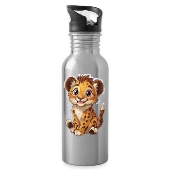 Lion - Water bottle with straw - silver - Right