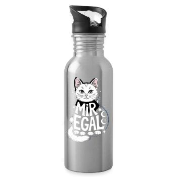 Mir Egal Katze Mond Sterne Humorvoller Stil - Trinkflasche mit integriertem Trinkhalm - Lightsilver - Rechts