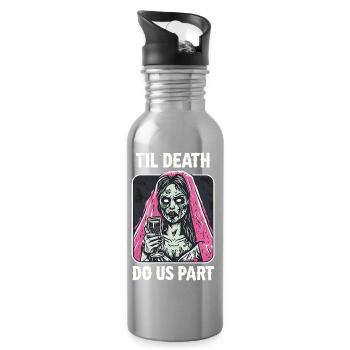 Bride or The Bachelor Party Gift Zombie Bride - Water bottle with straw - silver - Right