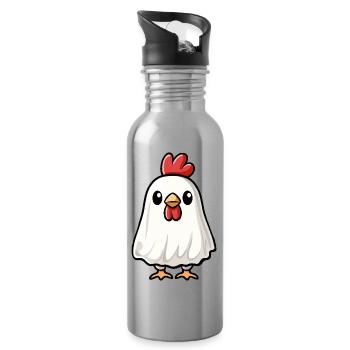 Rooster Halloween Ghost - Water bottle with straw - silver - Right