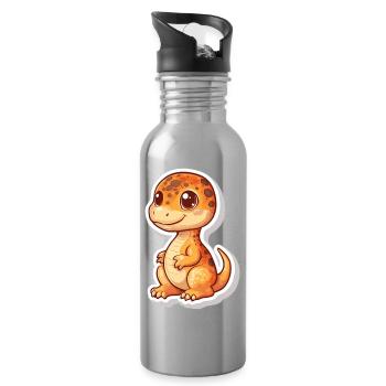 Dinosaure - Gourde avec paille intégrée - argent clair - Droite